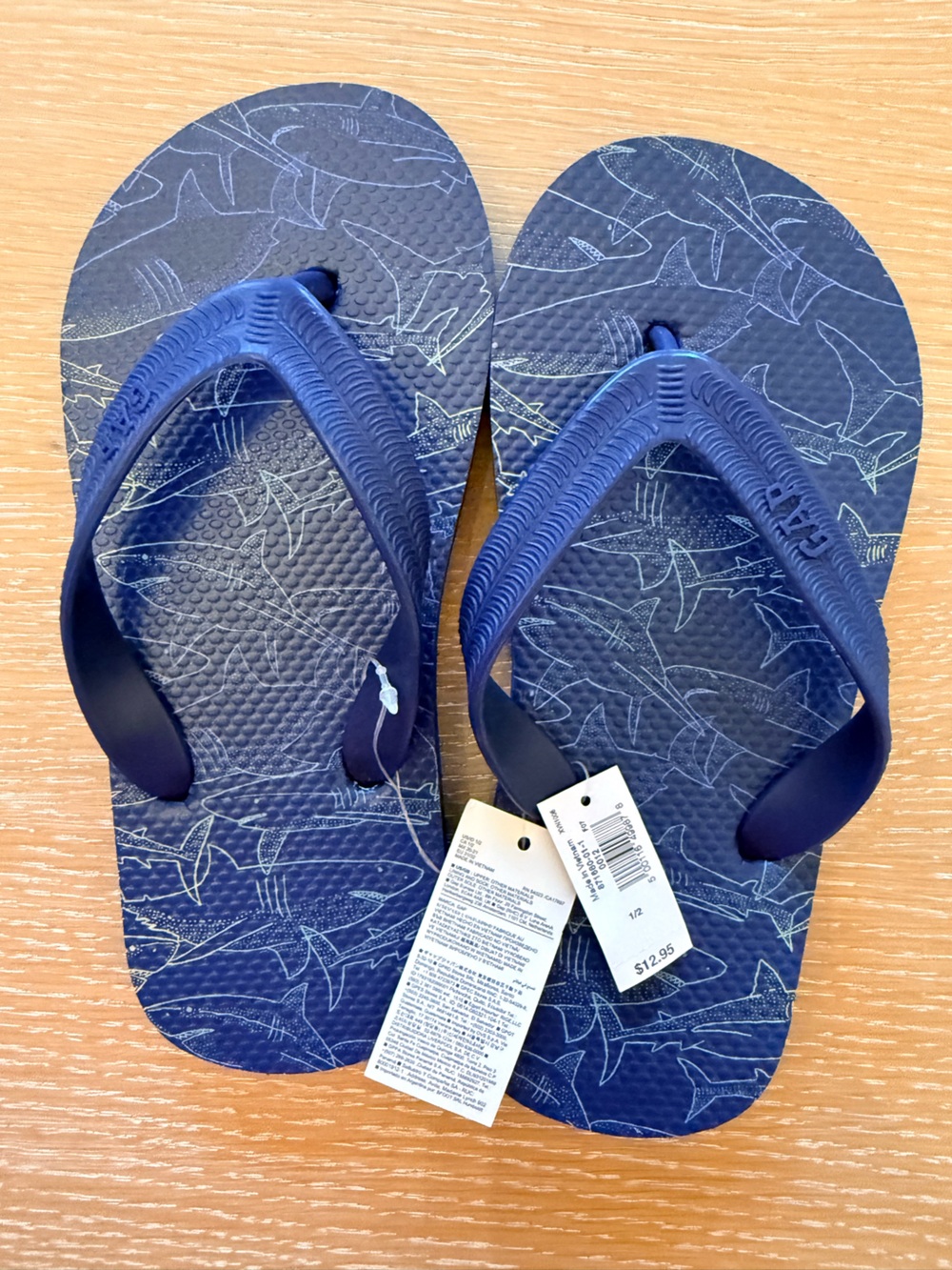 GAP Navy Blue Kids Shark Print Flip Flops